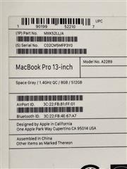 APPLE MACBOOK PRO, 8GB RAM, 512GB SSD, MODEL#: MXK52LL/A, COLOR: SILVER